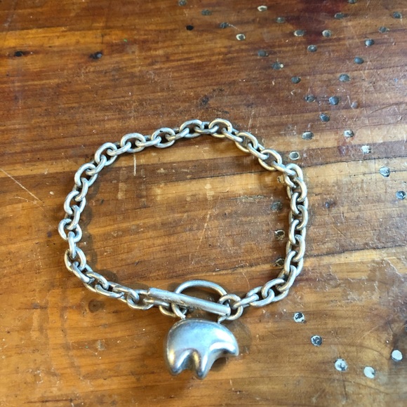 Vintage Jewelry - Sterling Bear Fetish Toggle Bracelet